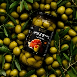 Оливки зелёные фаршированные хамоном Premiere of Taste 244мл