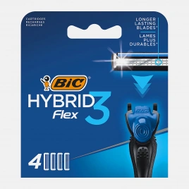 Сменные кассеты для мужской бритвы BIC Hybrid 3 Flex 3 подвижных лезвия 4шт