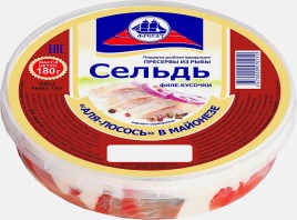 Сельдь Фрегат а-ля лосось филе-кусочки в майонезе 180г