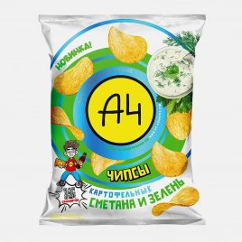 Чипсы А4 картофельные вкус сметана зелень 50г