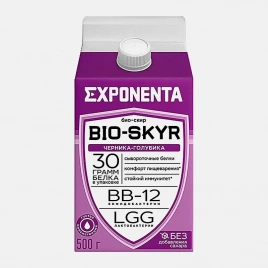 Напиток кисломолочный Exponenta Bio-Skyr Черника-голубика высокобелковый обезжиренный 500г