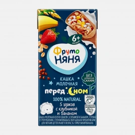 Каша Фрутоняня молочная 5 злаков Клубника и банан 200мл