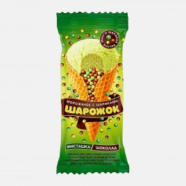 Мороженое с рисовыми шариками фисташка-шоколад Шарожок 12% 75г