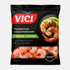 Креветки Vici очищенные с хвостиком варено-мороженные 500г