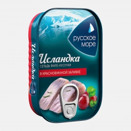 Сельдь Русское море Исландка филе-кусочки в красновинной заливке 115г