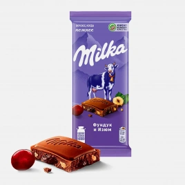 Шоколад Milka с фундуком и изюмом 80г