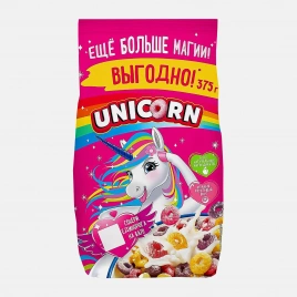 Готовый завтрак Unicorn Радужные колечки с фруктовым вкусом 375г