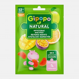 Фруктовые фигурки детские Gipopo Яблоко манго апельсин маракуя с 12 месяцев 15г