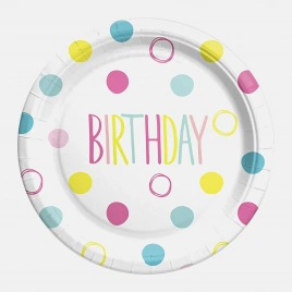 Тарелки картонные Пакетико Happy Birthday 6шт в ассортименте