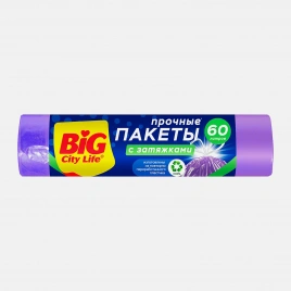 Пакеты для мусора Big City Life с затяжками 60л 10шт 15мкн