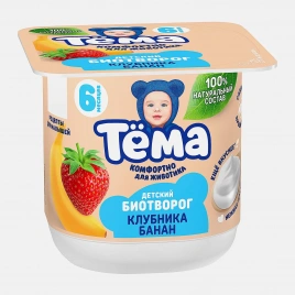 Биотворог Клубника банан Тема 4% 95г