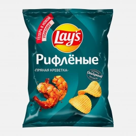 Чипсы рифленые со вкусом пряная креветка Lays 105г