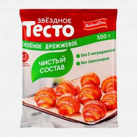 Тесто Хлебный дом Звездное слоеное дрожжевое 500г