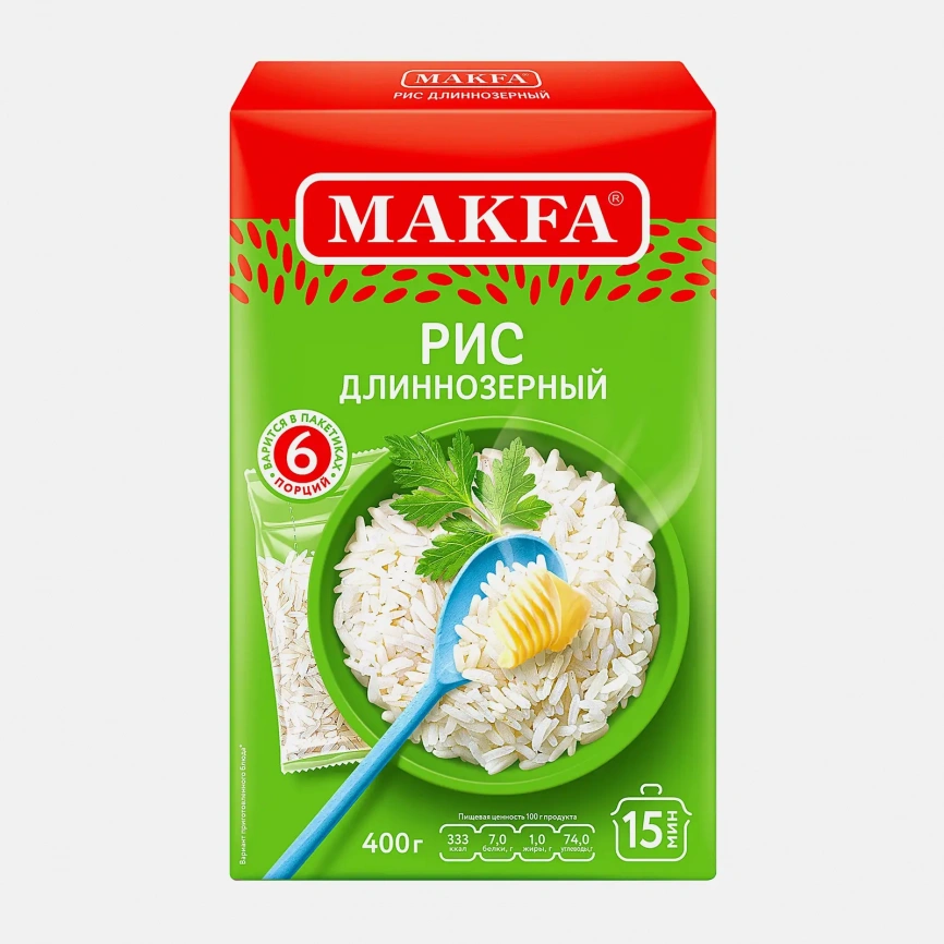Рис Makfa длиннозерный 5*80г фото 1