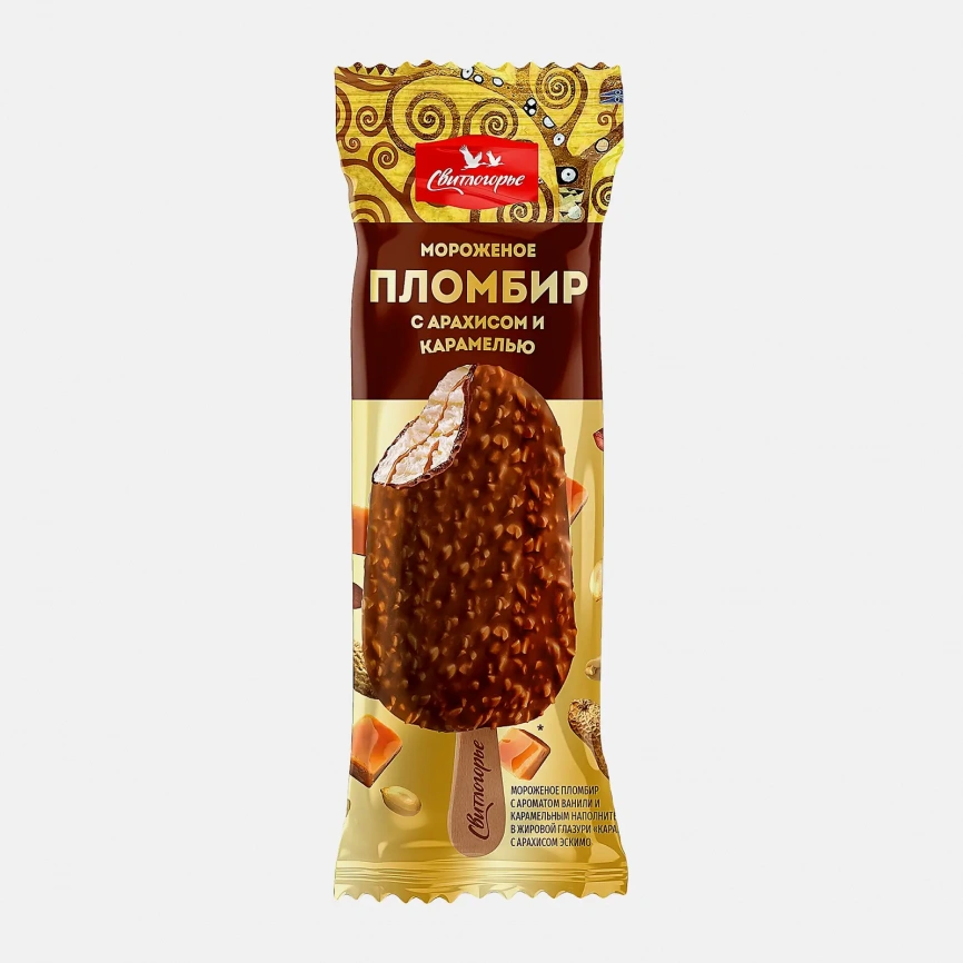 Мороженое Свитлогорье эскимо пломбир с арахисом и карамелью 75г фото 1
