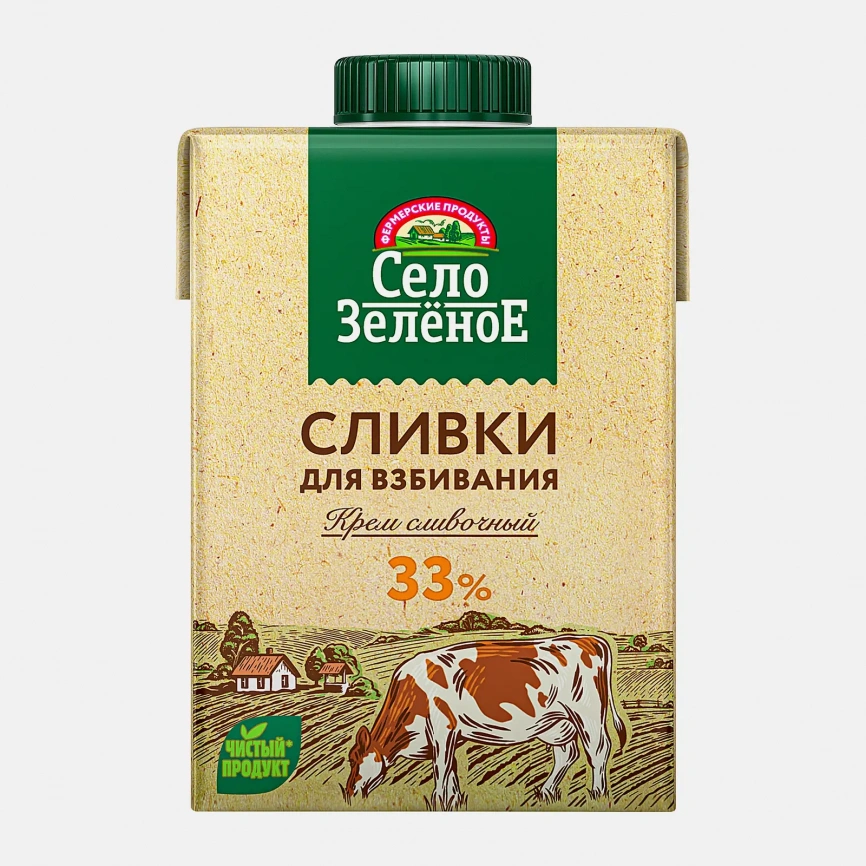 Сливки Село Зеленое для взбивания ультрапастеризованные 33% 500мл фото 1
