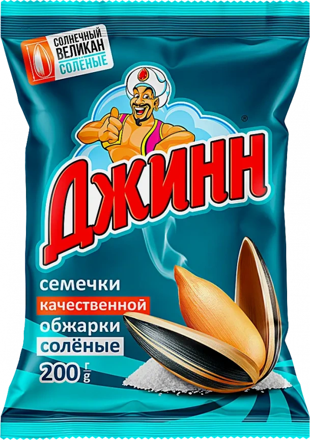 Семечки подсолнечника Джинн Солнечные Великан жареные полосатые солёные 200г фото 1