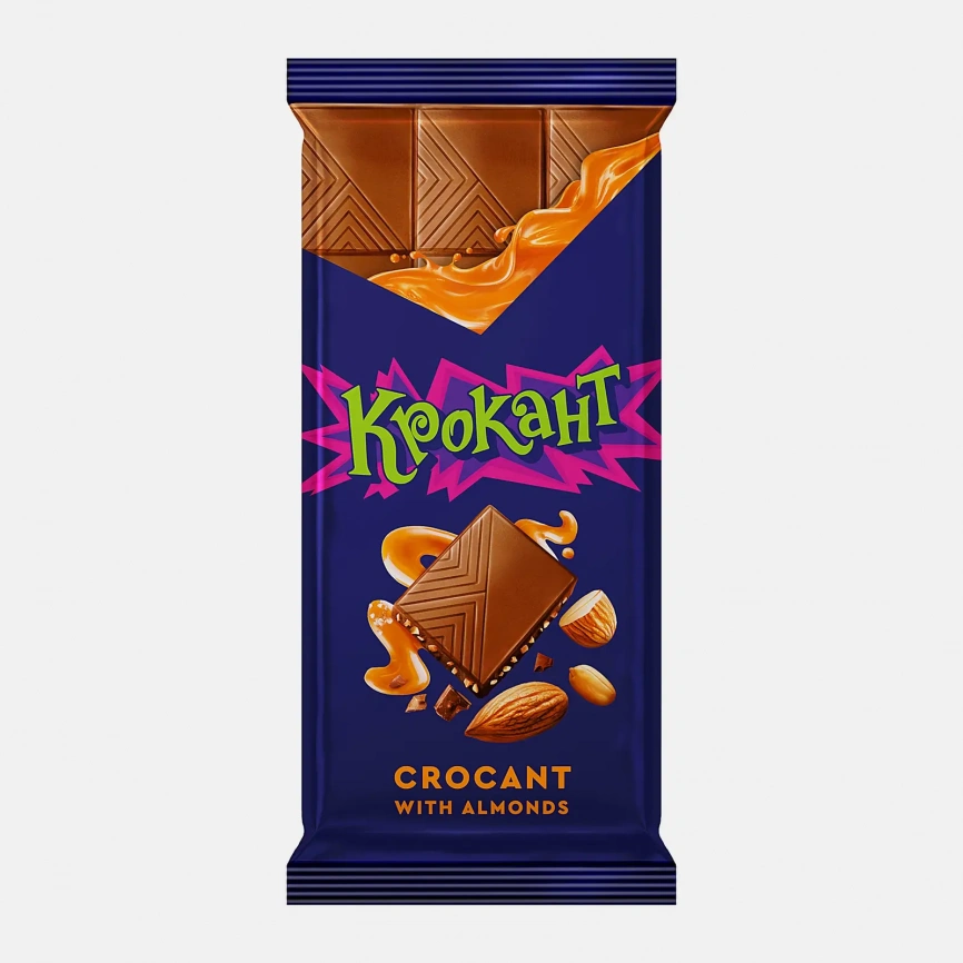 Молочный шоколад с миндалем и соленой карамелью Крокант 90г фото 1