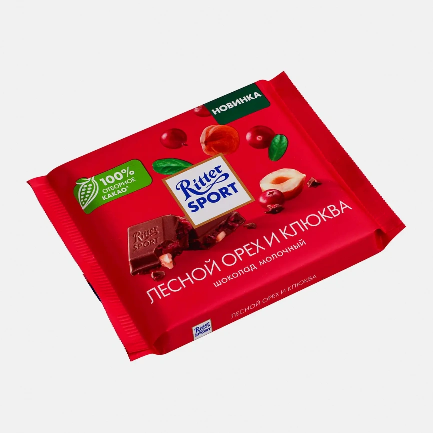 Шоколад молочный с кусочками клюквы и орехом лещины Ritter Sport 100г фото 2