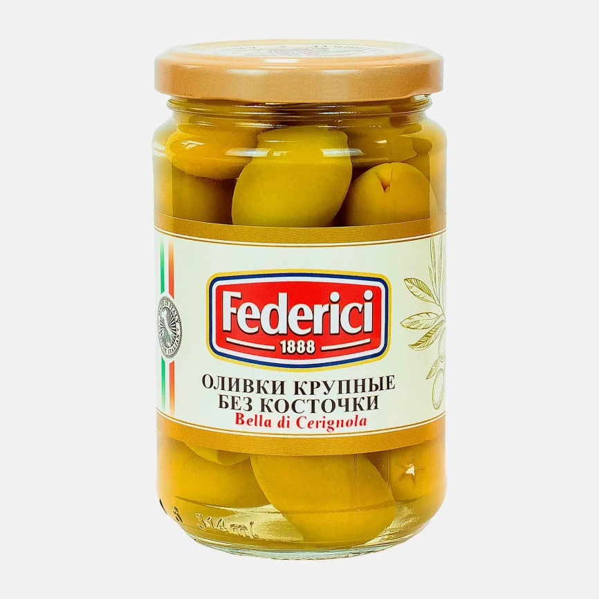 Оливки Federici Bella di cerignola без косточки 300г фото 1