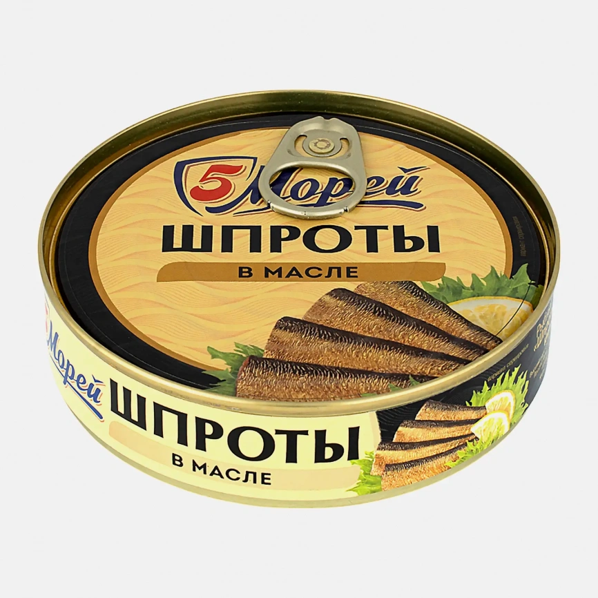 Шпроты 5 Морей Рижские из балтийской кильки в масле 160г фото 1