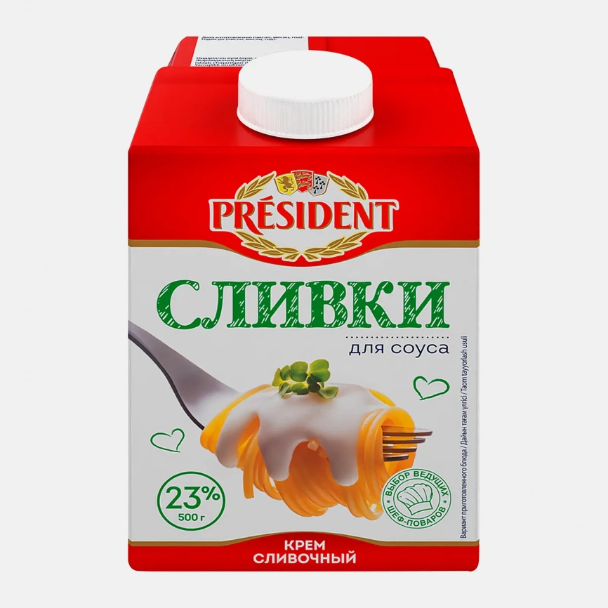 Крем сливочный President Сливки для соуса ультрапастеризованные 23% 500г фото 2