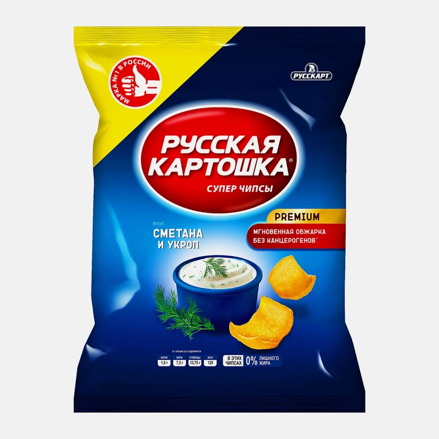 Чипсы Русская картошка Сметана и укроп 80г фото 1