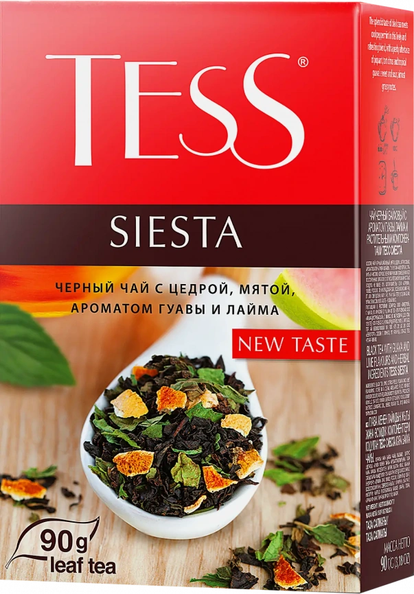 Чай черный Tess Siesta лист цедра-мята ароматом гуава-лайма 90г фото 2