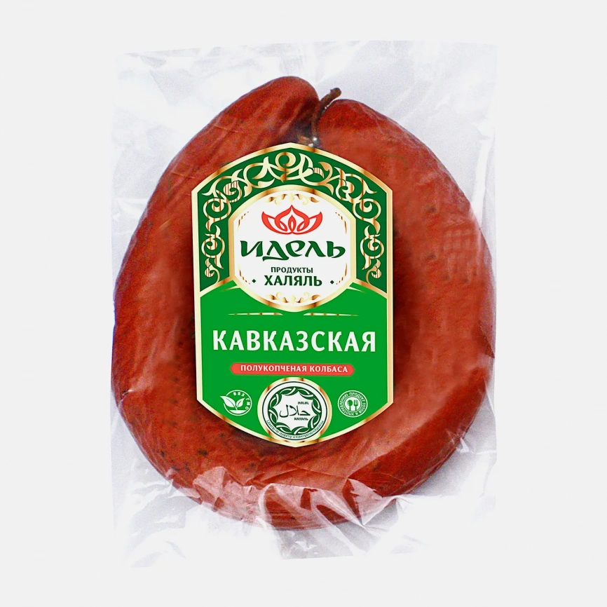Колбаса Идель Кавказская Халяль полукопченая 400г фото 1
