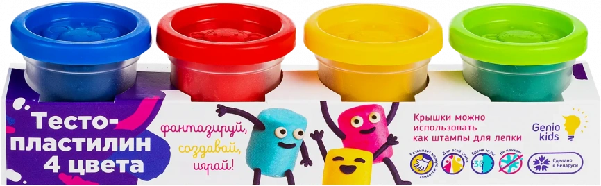 Тесто-пластилин Genio Kids 4 цвета 240г 22.5*5.7*5см фото 1
