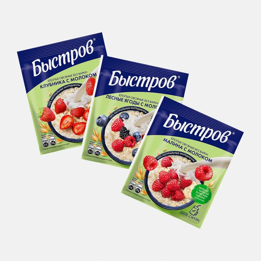 Каша Быстров овсяная Ассорти с молоком 6шт*40г фото 2