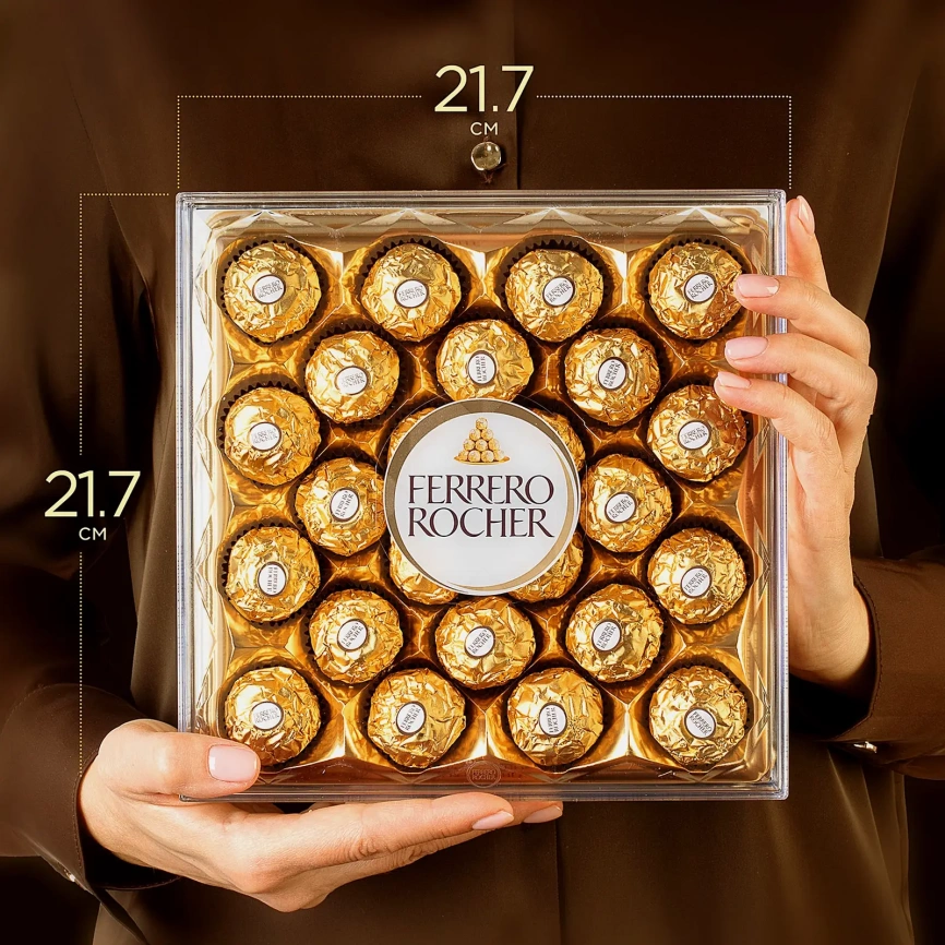 Конфеты шоколадные Ferrero Rocher из молочного шоколада с начинкой из крема и лесного ореха 300г фото 7