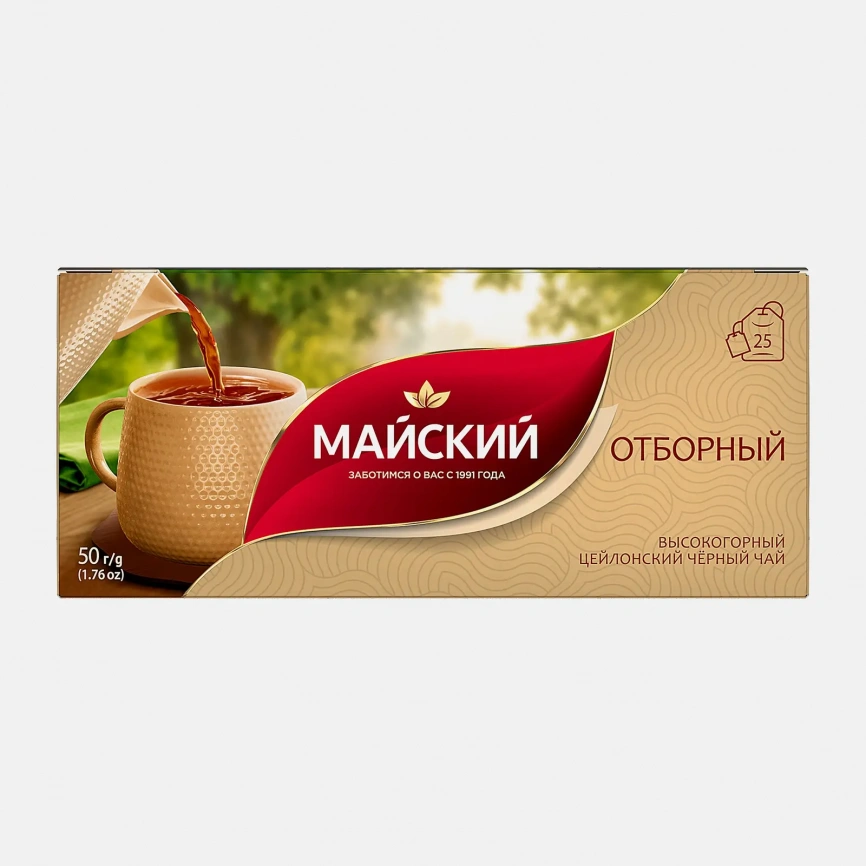 Чай черный Майский цейлонский отборный 25пак 50г фото 1