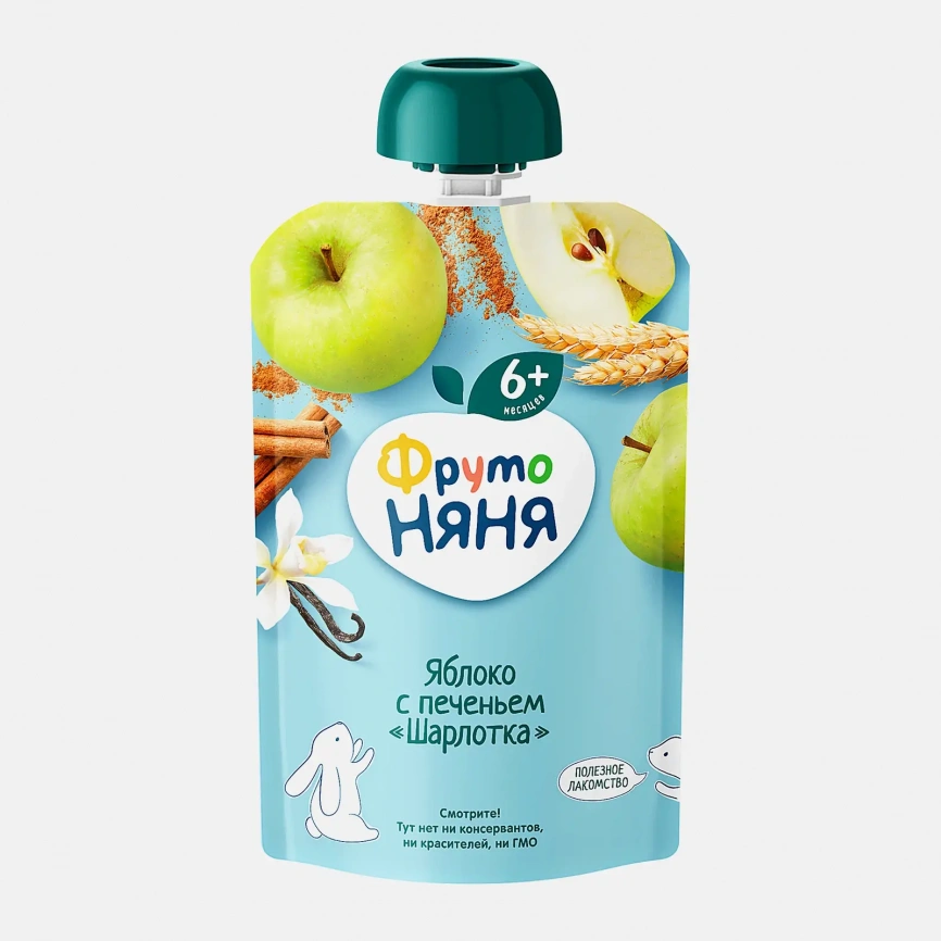 Пюре ФрутоНяня Шарлотка с яблоком и печеньем 90г фото 1