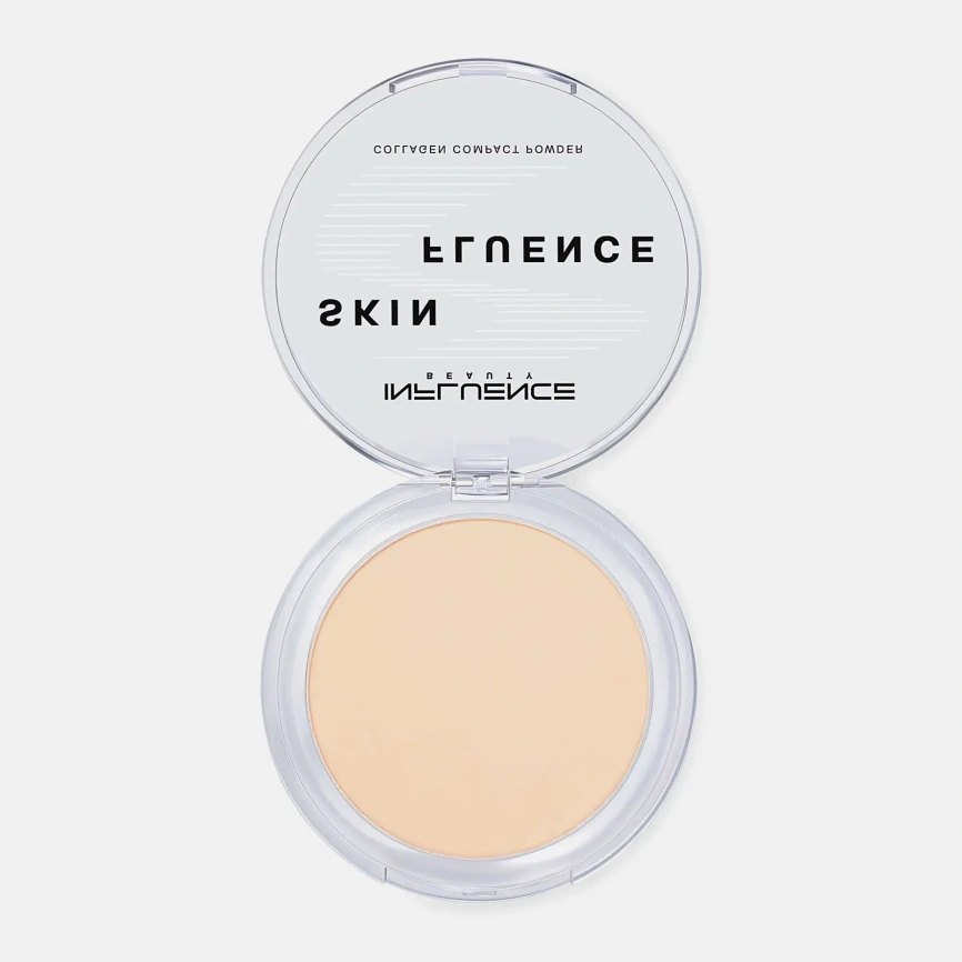 Компактная пудра для лица с коллагеном тон 02 Бежевый Influence Beauty Skinfluence фото 6