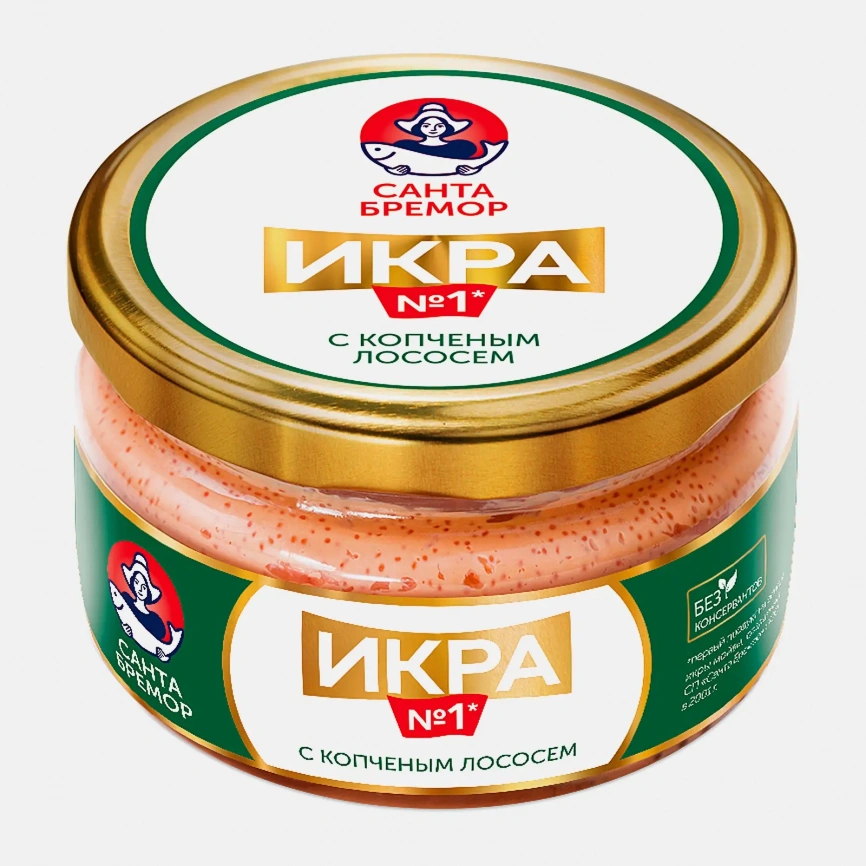 Икра мойвы Санта Бремор с копченым лососем 180г фото 1