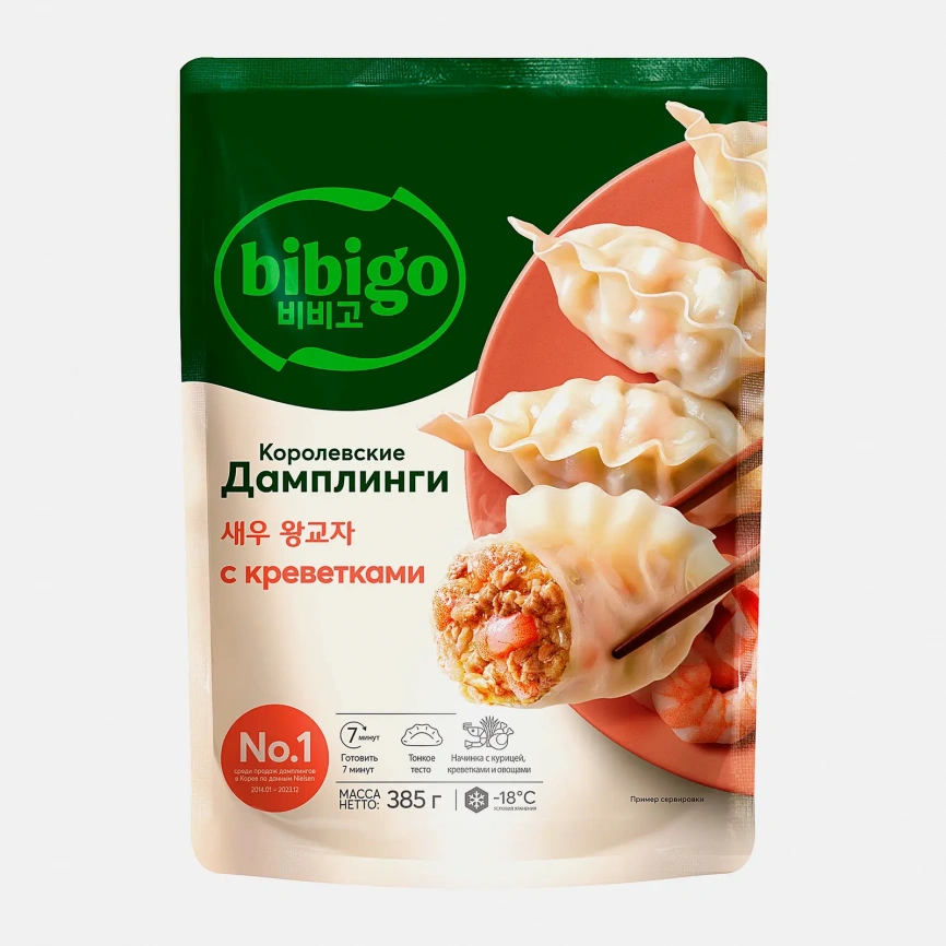 Дамплинги Bibigo королевские с креветками 385г фото 1