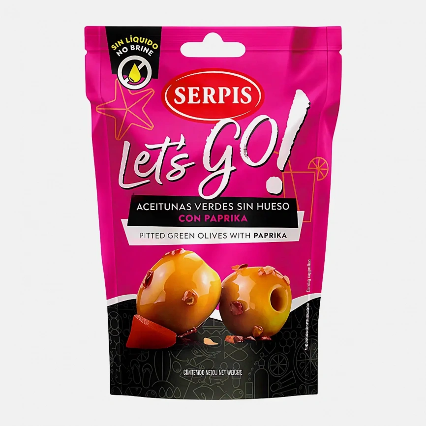 Оливки зеленые с паприкой без косточек Let's Go! 70г фото 3