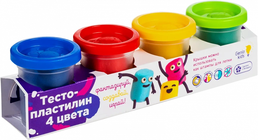Тесто-пластилин Genio Kids 4 цвета 240г 22.5*5.7*5см фото 2