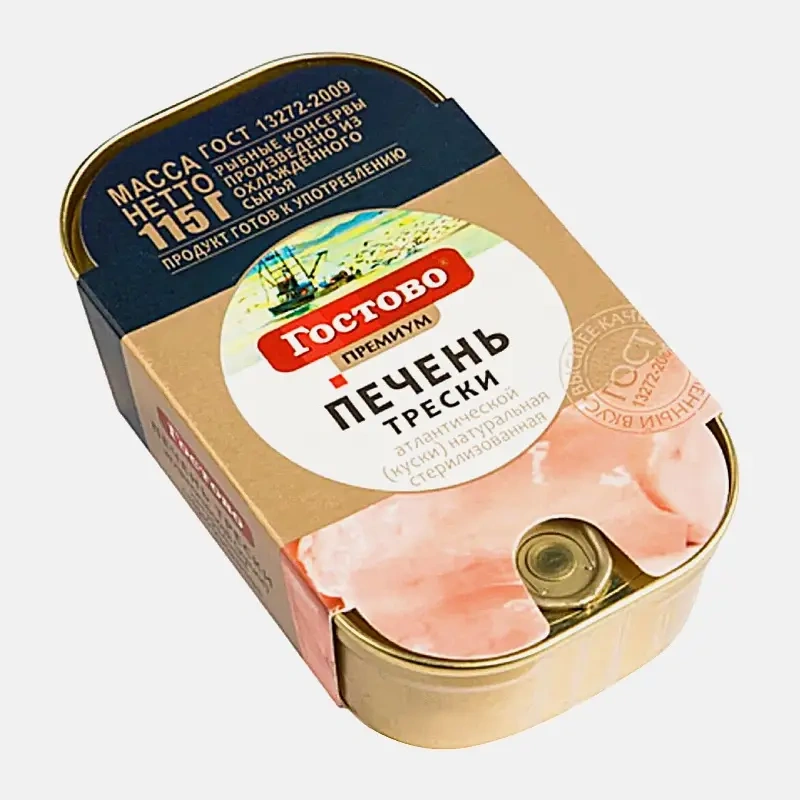 Печень трески натуральная премиум Гостово 130г фото 1