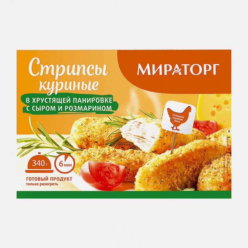 Стрипсы куриные Мираторг с сыром и розмарином 340г фото 1