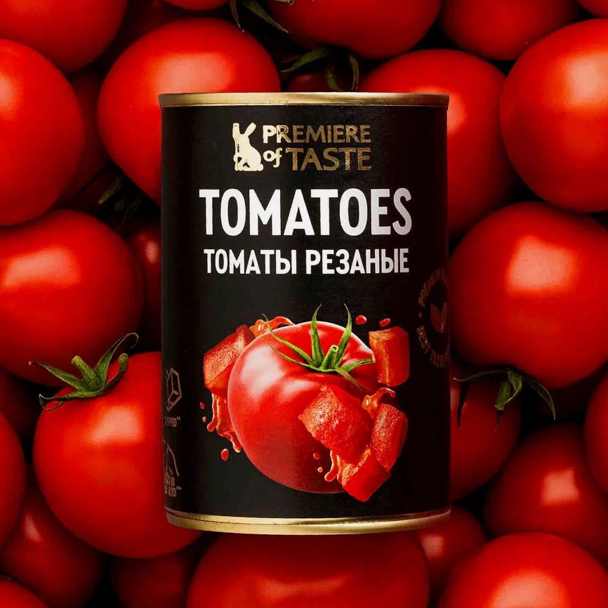 Томаты резаные в собственном соку Premiere of Taste 400г фото 1