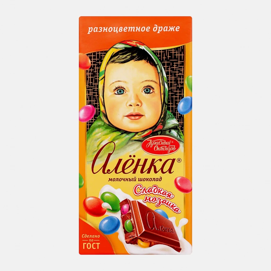 Шоколад Алёнка с разноцветным драже 90г/75г фото 1