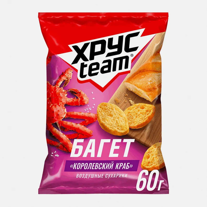 Сухарики Хрусteam Багет Королевский краб 60г фото 2