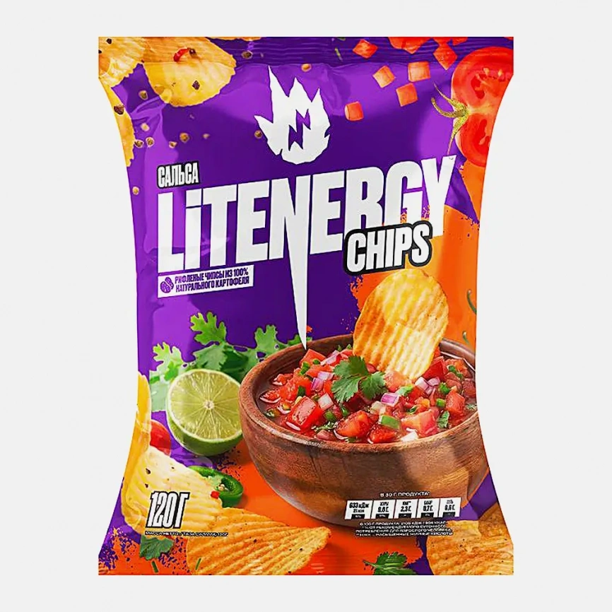 Чипсы рифленые Сальса Lit Energy 120г фото 1