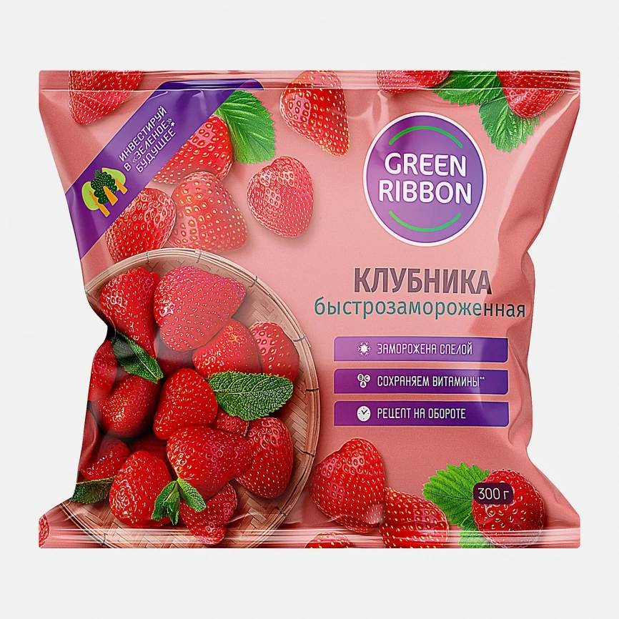 Клубника Green Ribbon быстрозамороженная 300г фото 1