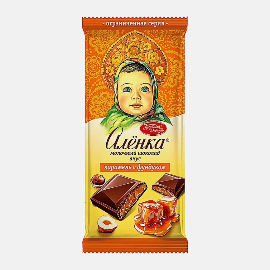 Молочный шоколад со вкусом карамели с фундуком Аленка 87г фото 1