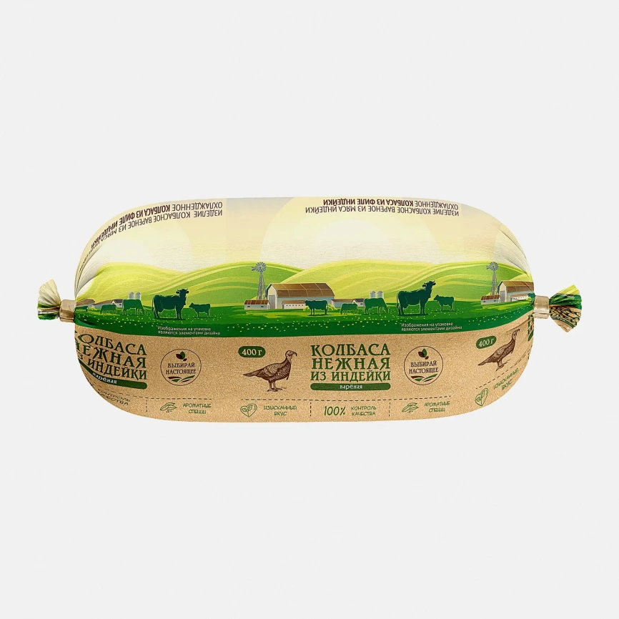 Колбаса Нежная из мяса индейки вареная 400г фото 1